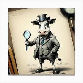 Cow With Magnifying Glass 1 Canvas Print