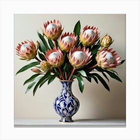 Default Proteas In Enamel Flamingo Vase Art 2 Canvas Print