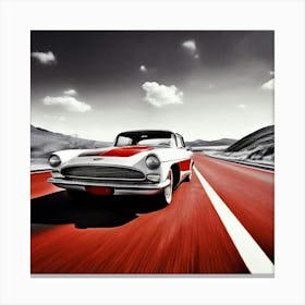 Road Street Fast Transport Speed Auto Wheel Drive Red White Vehicle Car Transportation (2) Canvas Print