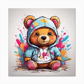 Teddy Bear With Paint Canvas Print