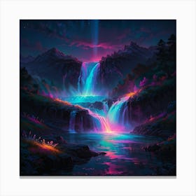 Waterfall At Night 16 Canvas Print