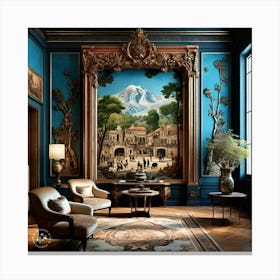 Blue Room With A Painting Canvas Print