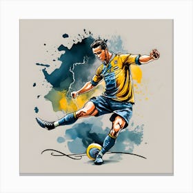 Soccer Player Kicking The Ball 1 Canvas Print