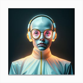 Futuristic Woman With Headphones 6 Canvas Print