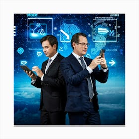 Businessmen Navigating Technology And Digital Communication (2) 2 Canvas Print