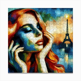 Abstract Puzzle Art French woman in Paris 11 Canvas Print