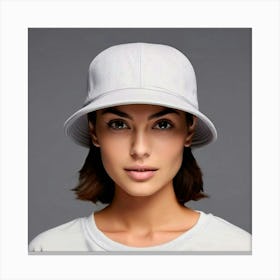 Portrait Of A Woman Wearing A Bucket Hat Canvas Print