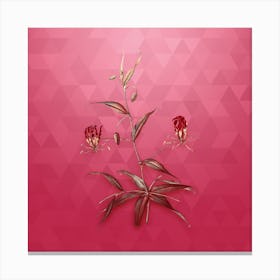 Vintage Flame Lily Botanical in Gold on Viva Magenta n.0914 Canvas Print
