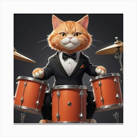 Cat Playing Drums 2 Canvas Print