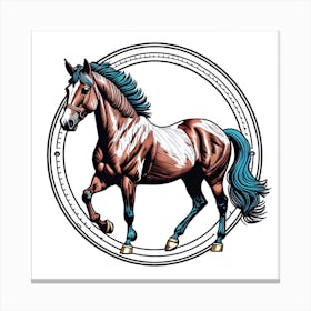 Horse Motif Vintage Canvas Print