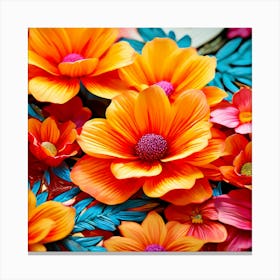 Colorful Flowers, Colorful Gerberas, Colorful Flowers Wallpaper Canvas Print