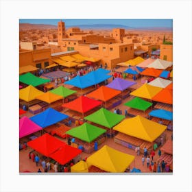 David Hockney Style: Outdoor Market in Marrakech Canvas Print