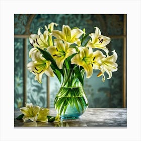 Lilies In A Vase 5 Canvas Print