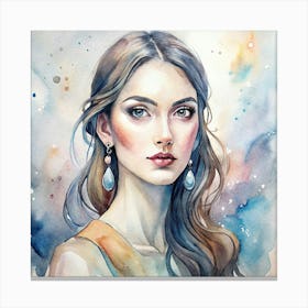 Watercolor Of A Beautiful Woman 1 Canvas Print