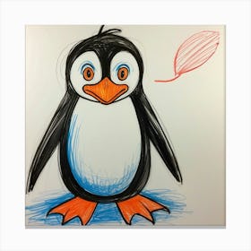 Penguin Drawing 6 Canvas Print