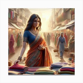 Woman In A Sari Canvas Print