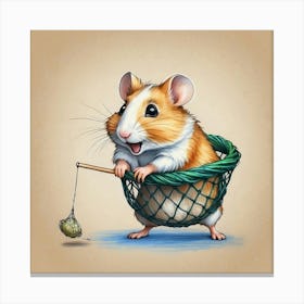 Hamster Fishing 8 Canvas Print