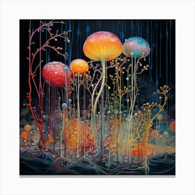 Mushrooms And Plants Canvas Print