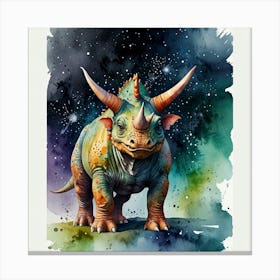 Default Watercolour Space Dinosaur Triceratops Art Print 3 Canvas Print