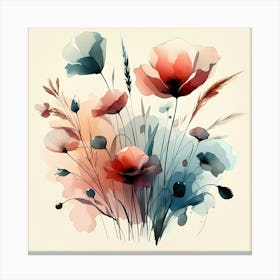 Watercolor Poppies Canvas Print