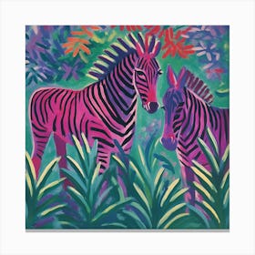 Zebras In The Jungle 1 Canvas Print