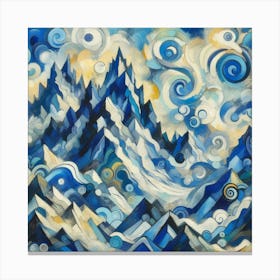 Blue And White Mountains Canvas Print