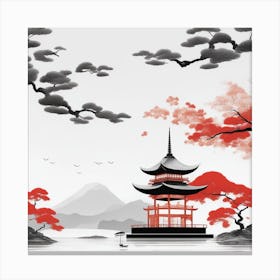 Red Japanese Pagoda Canvas Print