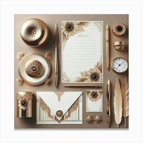 Gold Deco Stationery Set Canvas Print