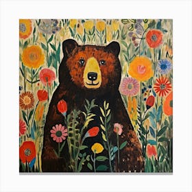 Bear and flowers 3 Canvas Print