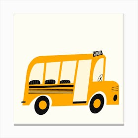 All Together School Bus Square Canvas Print