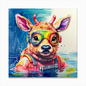 Deer In The Water 19 Canvas Print