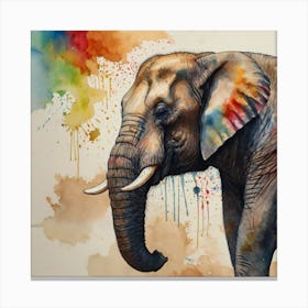 Elephant In Watercolor Canvas Print
