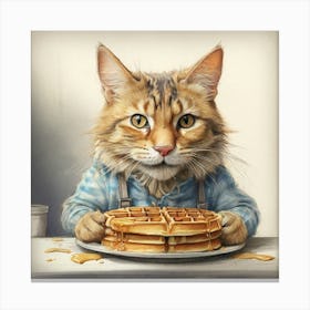 Cat With Waffles 3 Canvas Print