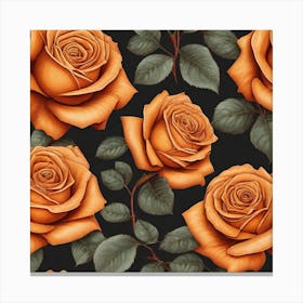 Orange Roses On Black Background Canvas Print