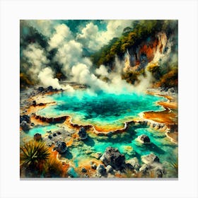 Mesmerizing Geothermal Springs Of Ahuachapán A Semi Abstract Digital Artwork Of El Salvador’S Natural Wonders Leinwandbild