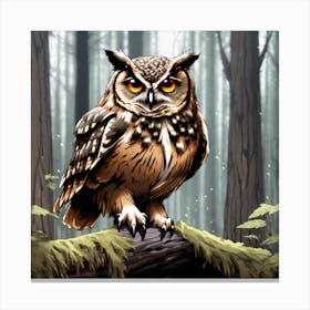 Owl In The Forest 16 Canvas Print