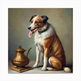 Antique Dog Portrait Oil Painting Print Vintage Clipdrop Enhance Canvas Print