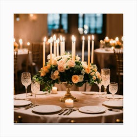 A Photo Of A Wedding Table With A White Tablecloth Canvas Print
