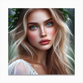 Beautiful Girl With A Flower Crown Canvas Print