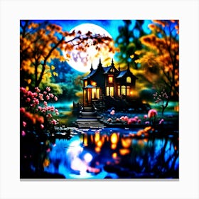 House In The Moonlight Canvas Print