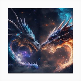 Two Dragons Facing Each Other Canvas Print