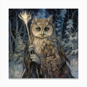 Queen Of The Fae Owl Clan. Enchanted Winter Forest Art Print. Canvas Print