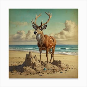 Deer On The Beach 6 Canvas Print