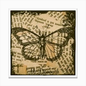 Butterfly On Old Book Page Canvas Print