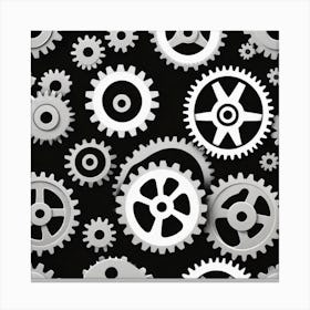 Gears On A Black Background 8 Canvas Print