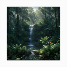 Waterfall In The Jungle 31 Canvas Print