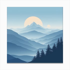 Misty mountains background in blue tone 44 Canvas Print