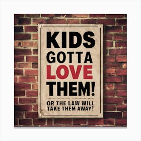 Kids Got A Love Them Or The Law Will Take Them Away (Red) Canvas Print