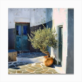 Olive Tree With A Door (II) Canvas Print