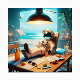 Astronaut At Table Canvas Print